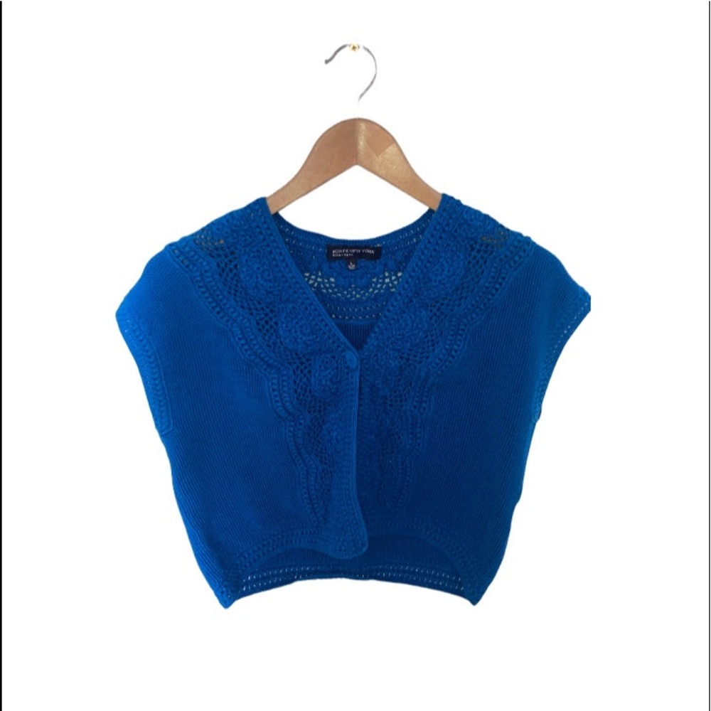 Blue Knitted Vest-Sweater | Jones New York Signature